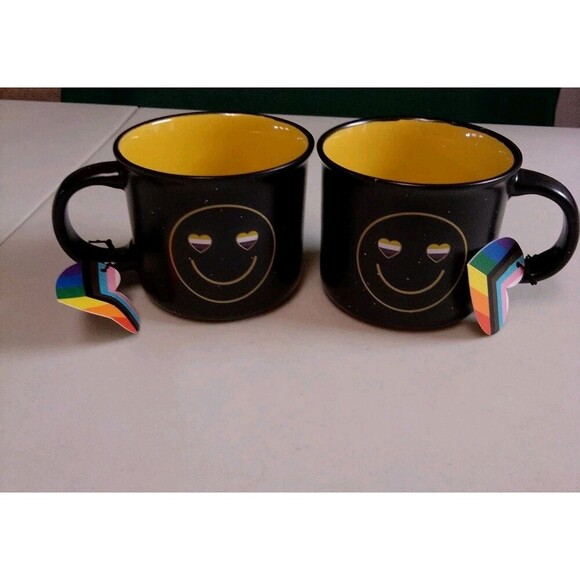 Other - NWT Sheffield Home "Be You" Pride Mug Set of 2 Non-Binary Heart Eyes Smiley Face